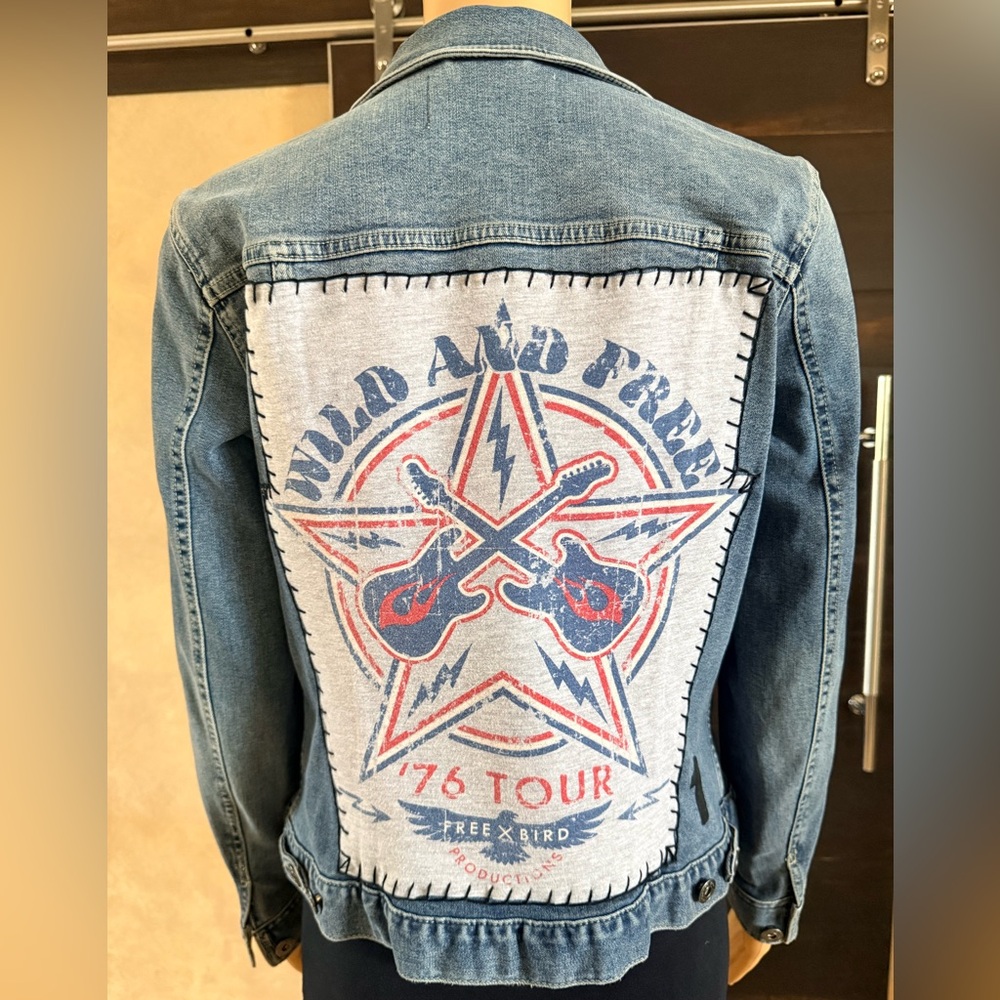 Upcycled Two By Vince Camuto Free Bird Denim Jacket Size S